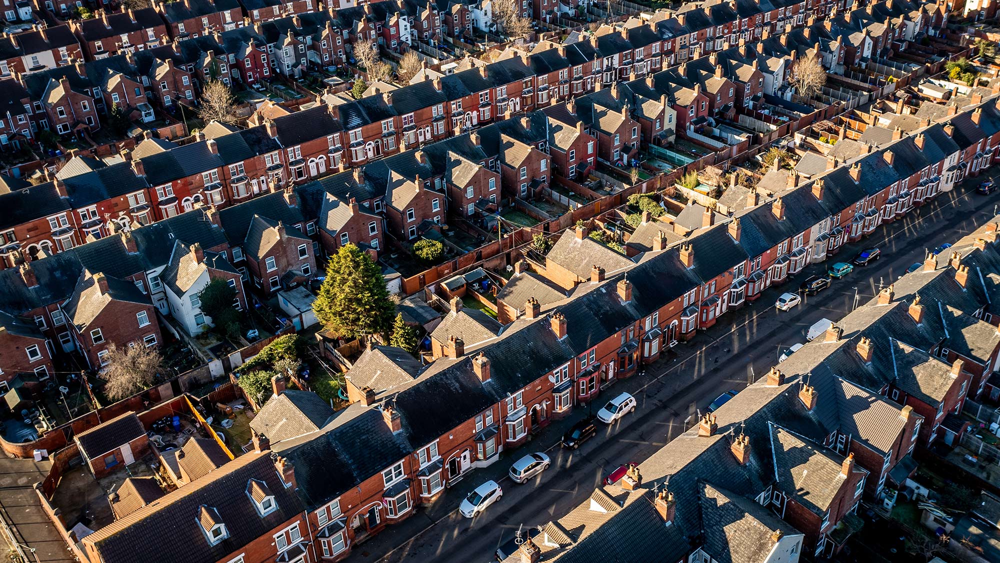 Terraced homes on a UK road