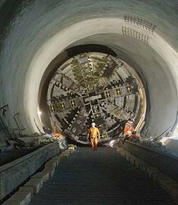 One of the eight tunnel boring machines utilised by Crossrail breaks through.