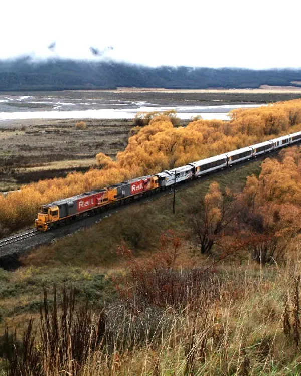 Kiwi rail train travelling across New Zealand