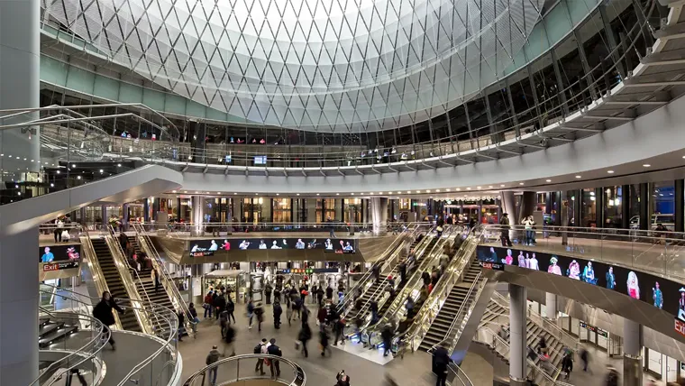 Interior of Fulton Center in Manhattan