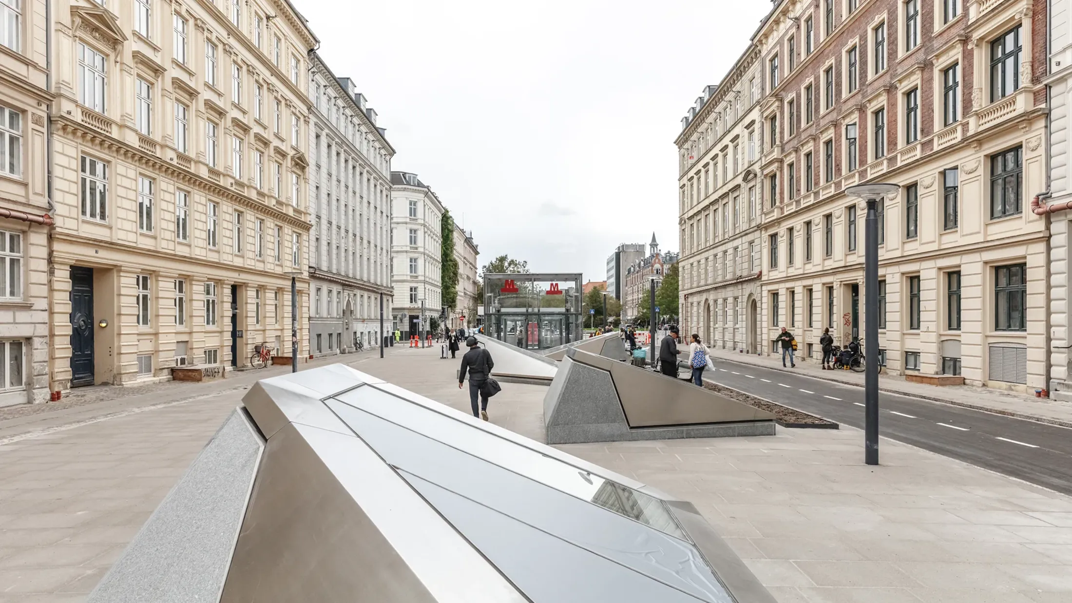 Above ground view of a metro station in Copenhagen