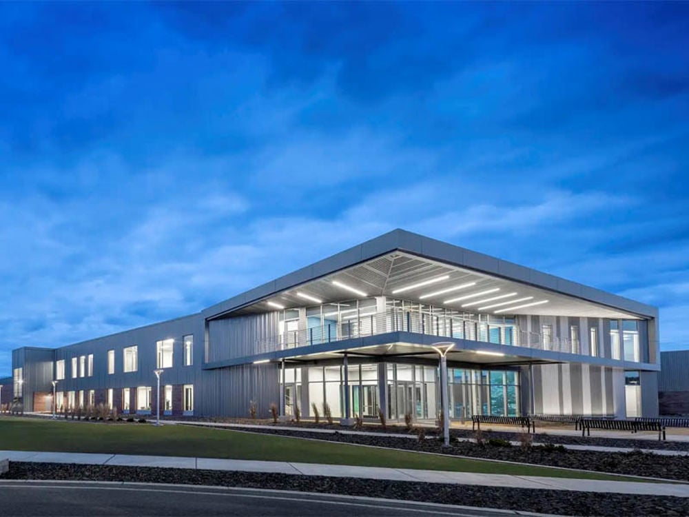 Pacific Northwest National Laboratory Grid Storage Launchpad exterior at night