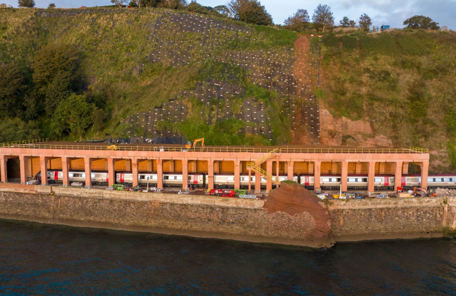 Train passing under Parson's Tunnel during construction