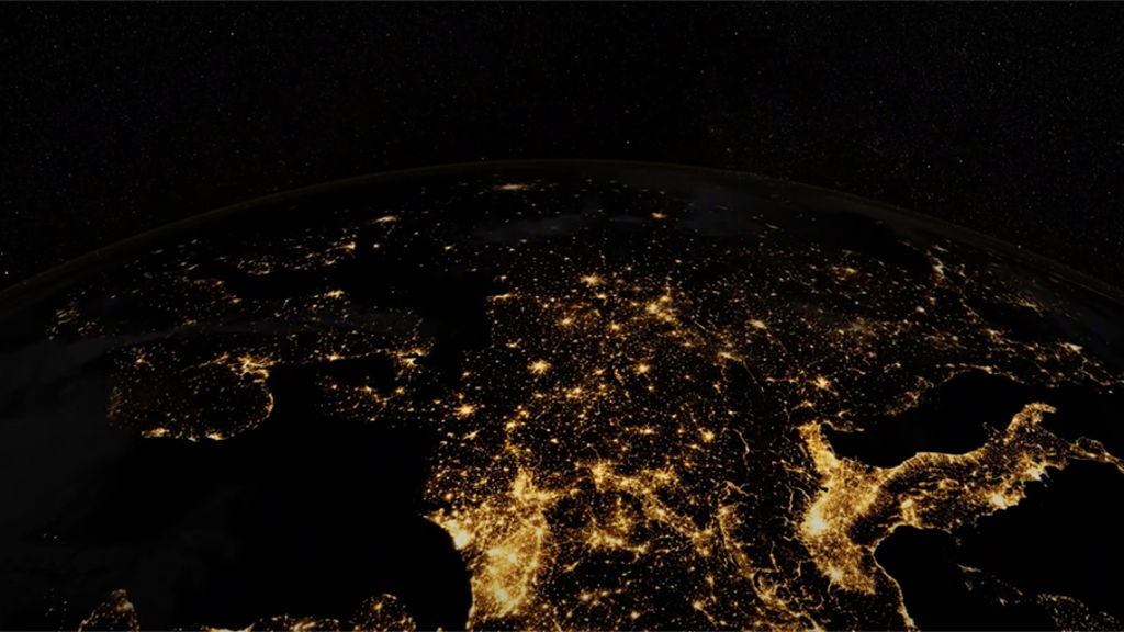 World seen from space lit up at night