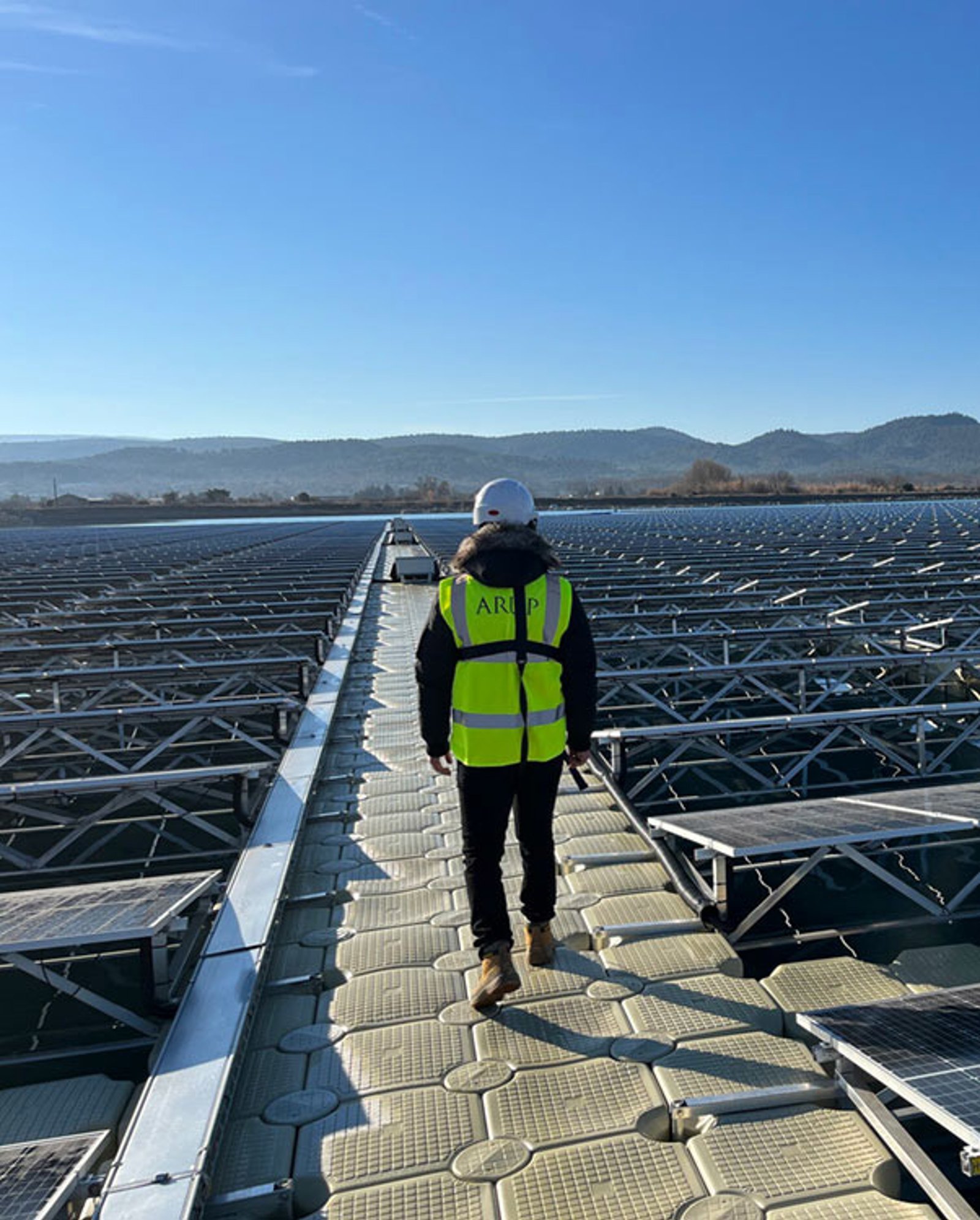 Arup staff member on a solar farm in France