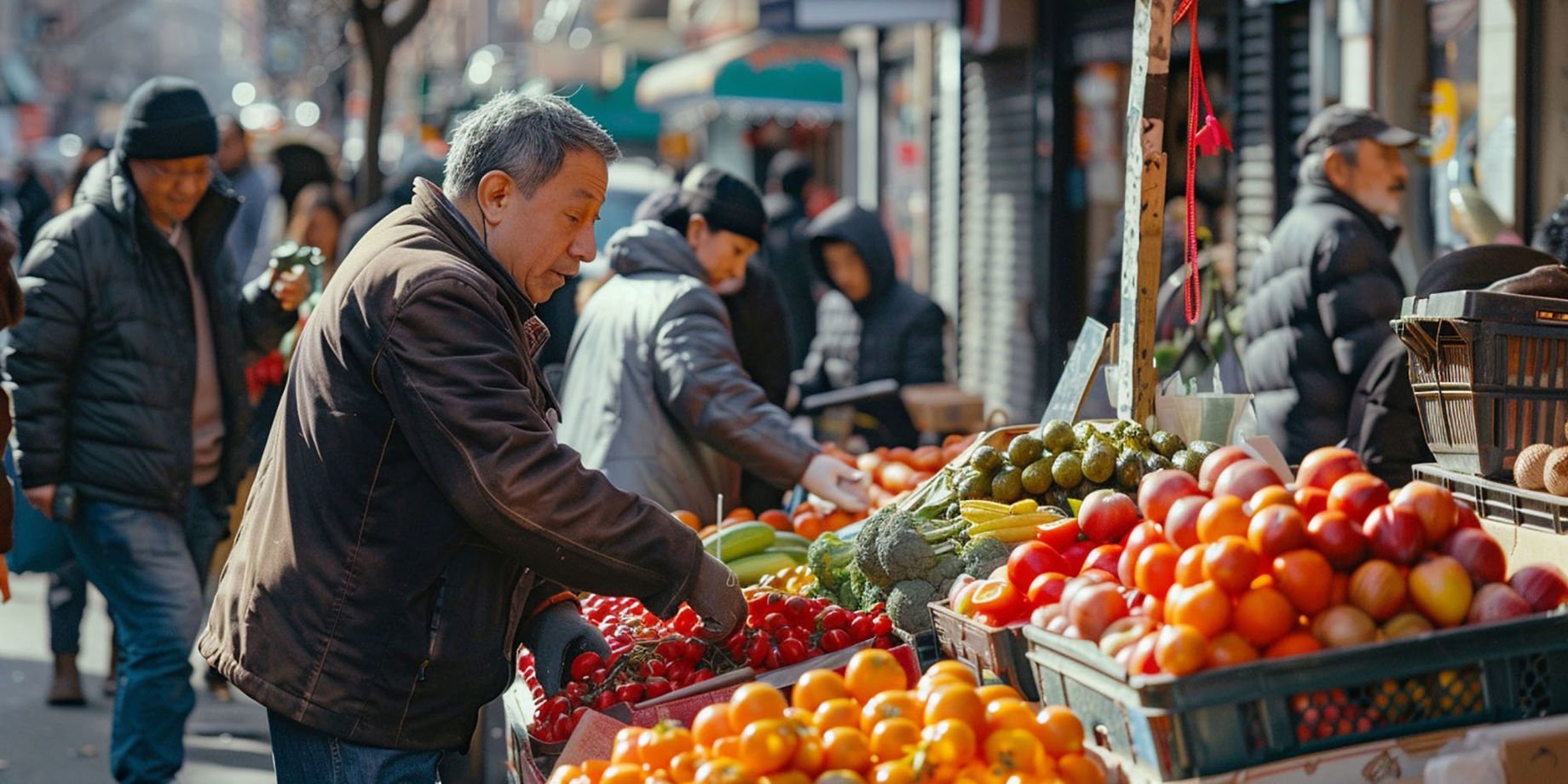 Man at a fruit and vegetable stand