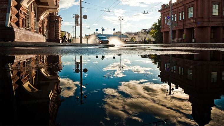 Road with extensive water on it