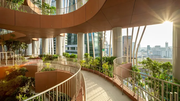 Indoor garden inside a tall building