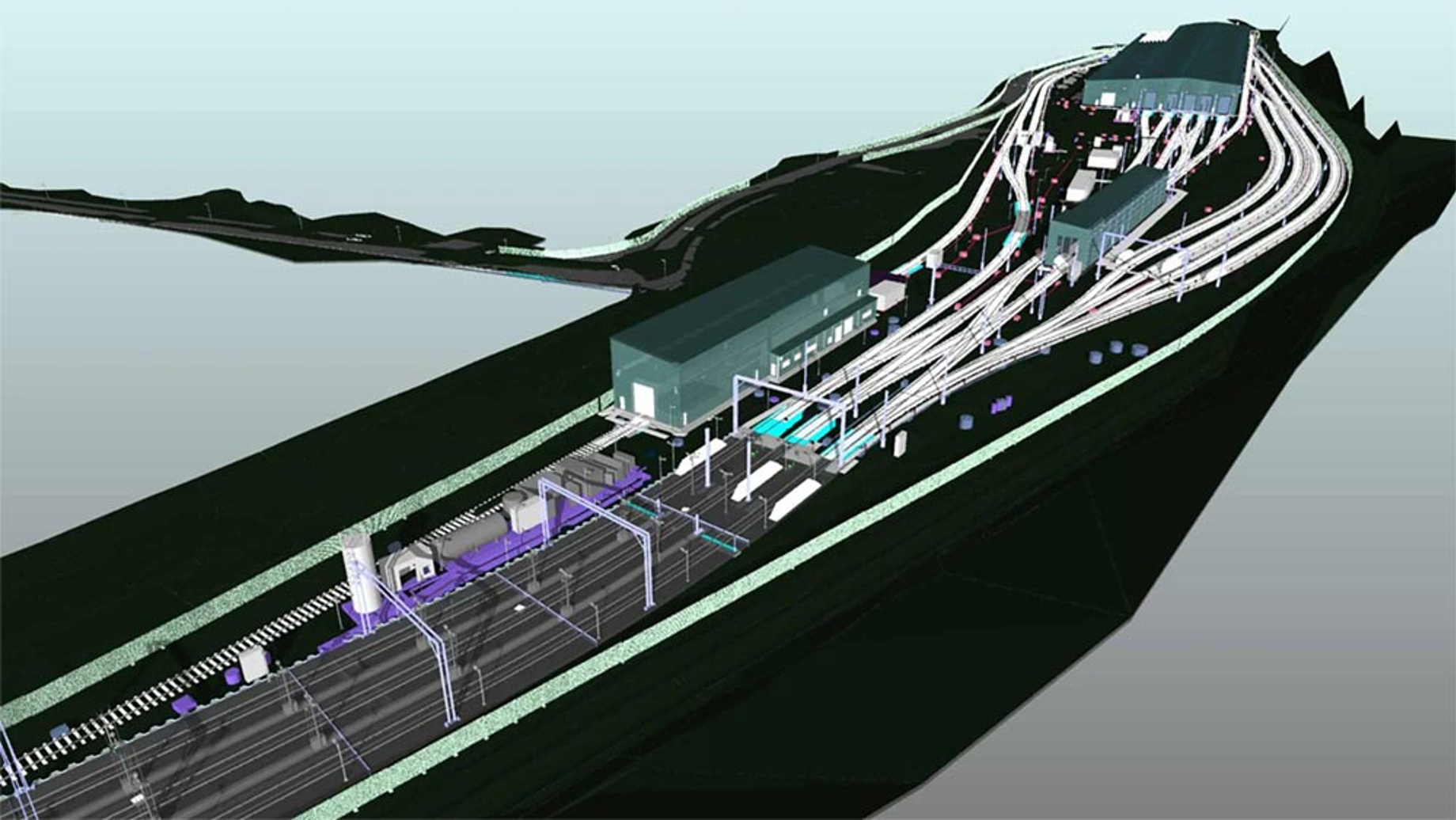 BIM model of a railway and infrastructure