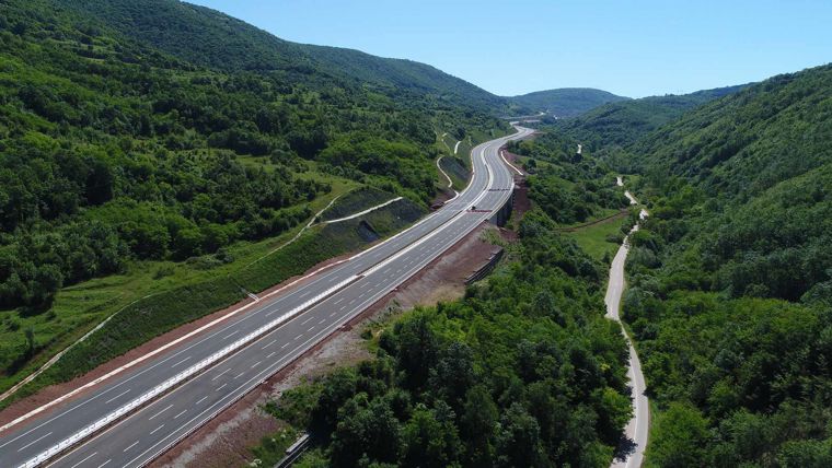 Aerial view of a highway