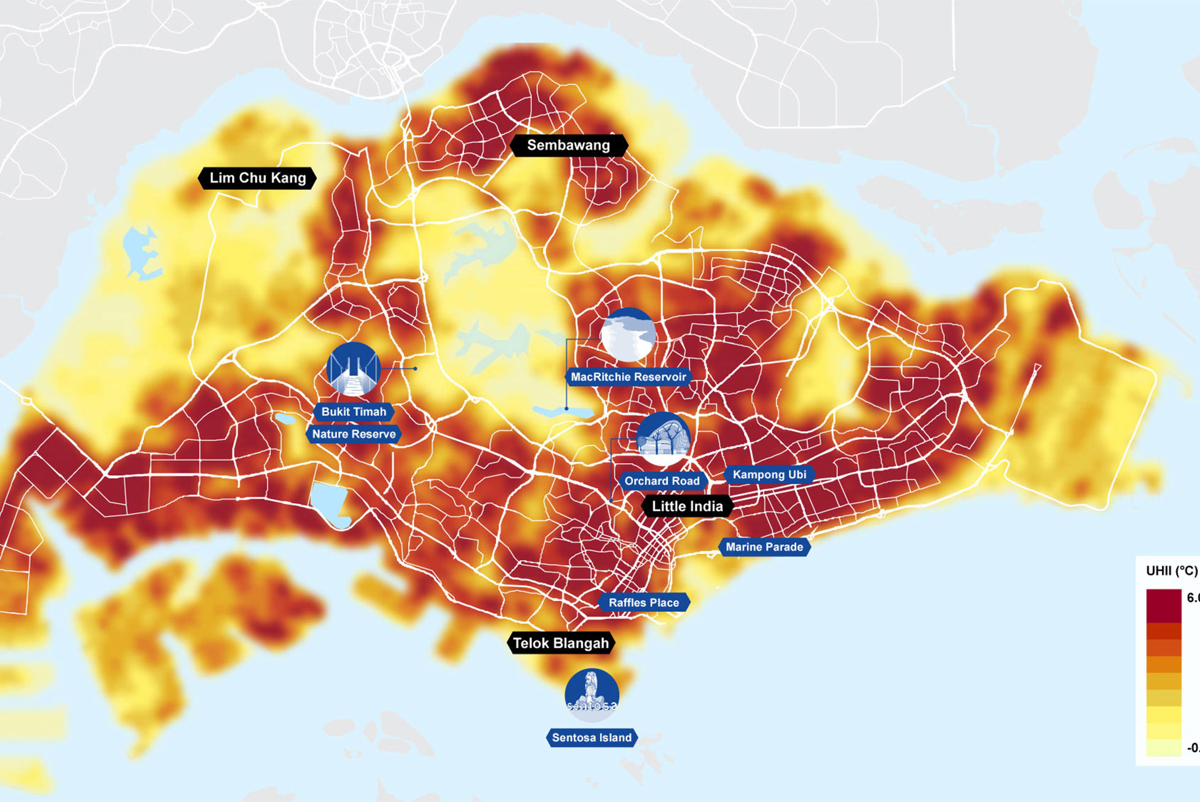 Singapore urban heat map