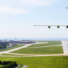 Plane landing at an airport