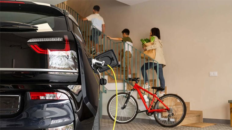 Electric vehicle charging in a garage