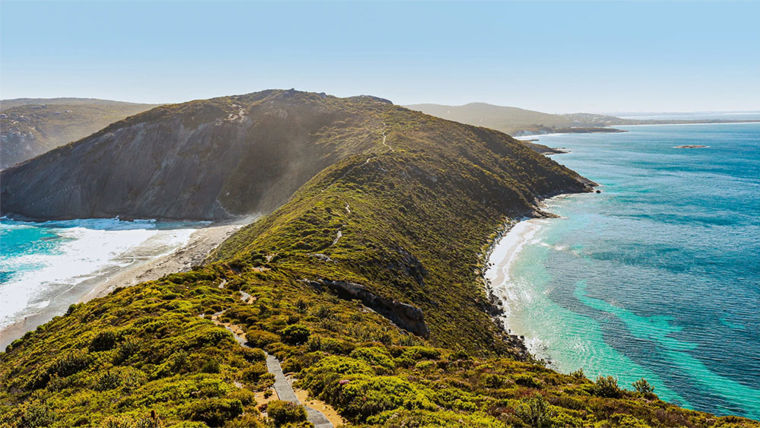 Spit of land surrounded by sea