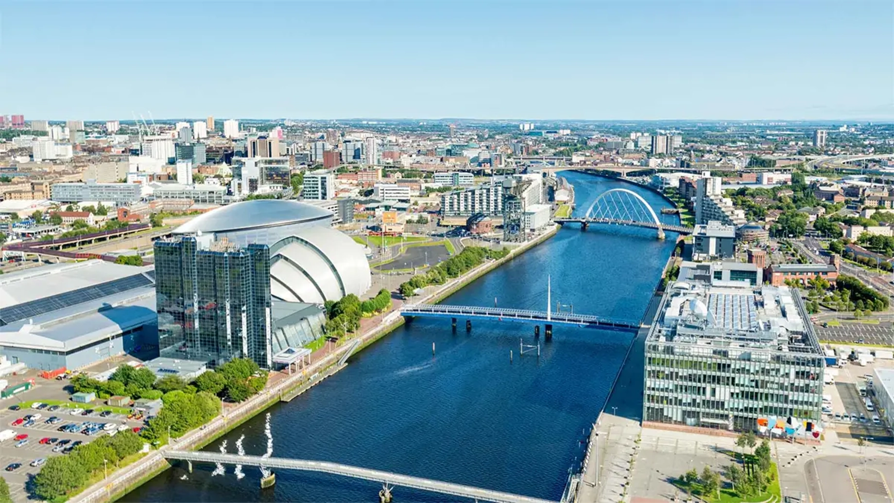 Glasgow seen from the air prior to COP26