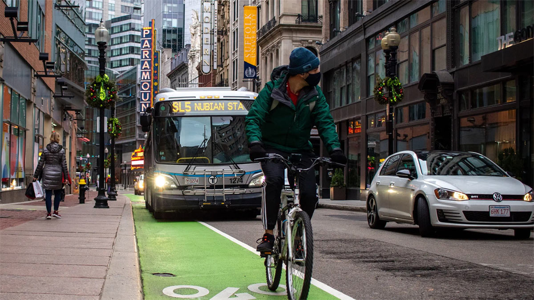 Man cycling in a city