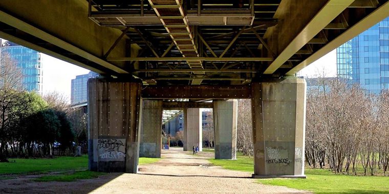 Under the viaduct