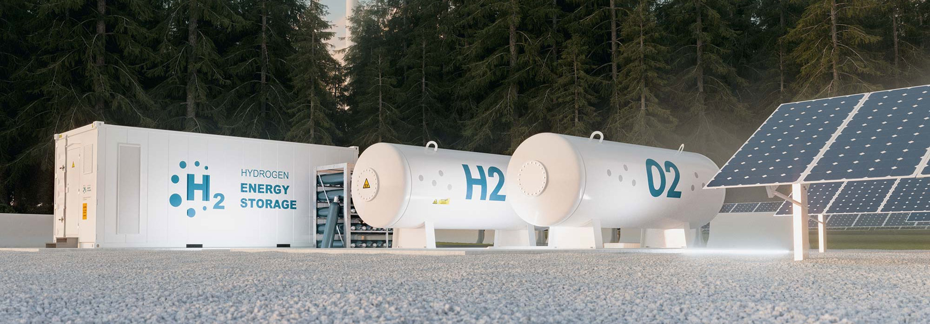 Hydrogen and other renewables in a CGI render
