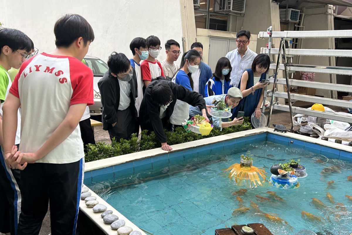 CNEC Lee I Yao Memorial Secondary School​​​​​​​ placed homemade sustainable landscape and planting works at the fish pond