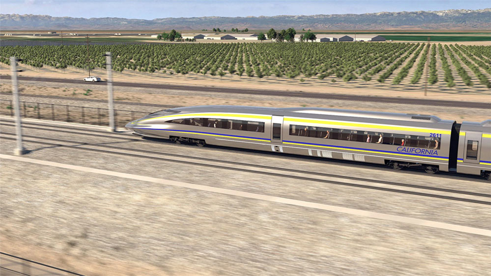Artist's impression of high speed train in California