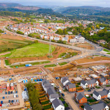 Aerial view of Welsh housing development