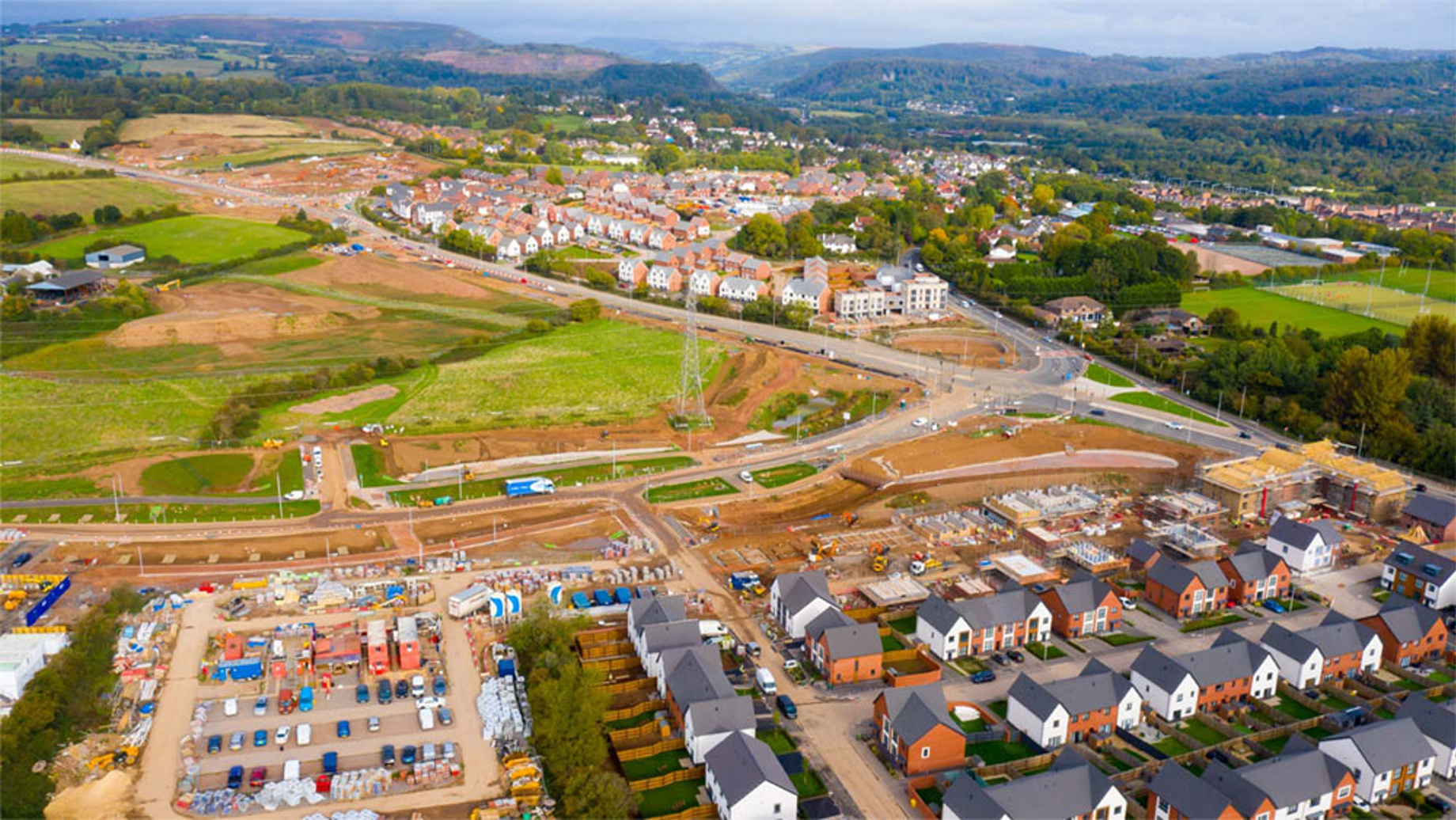 Aerial view of Welsh housing development