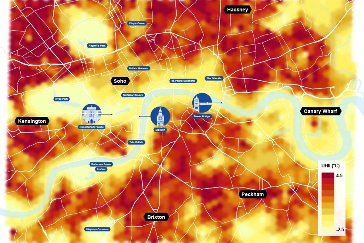 Urban heat snapshot of London