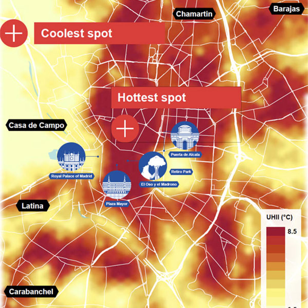 Madrid Urban Heat Snapshot map