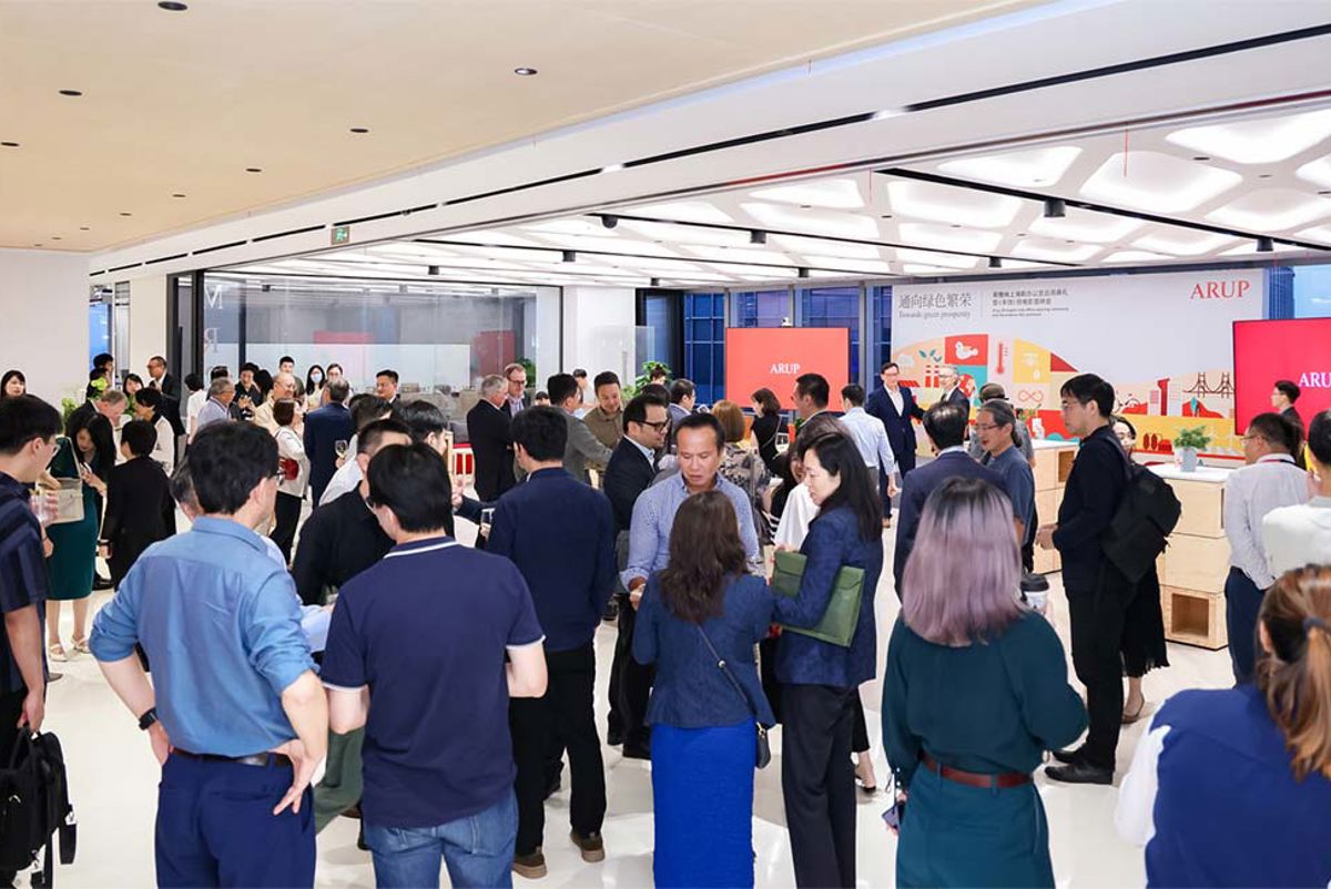 Staff and guests celebrating the opening of Arup's new Shanghai office