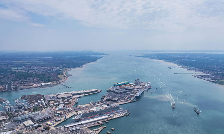 Image of shipping port and boats