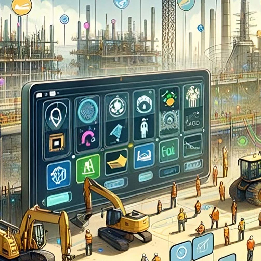 Conceptual illustration of construction site and technology