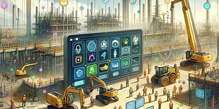 Conceptual illustration of construction site and technology