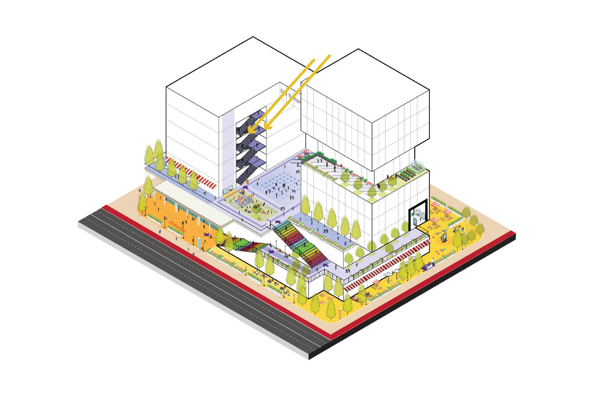 Illustration of active routes within a building