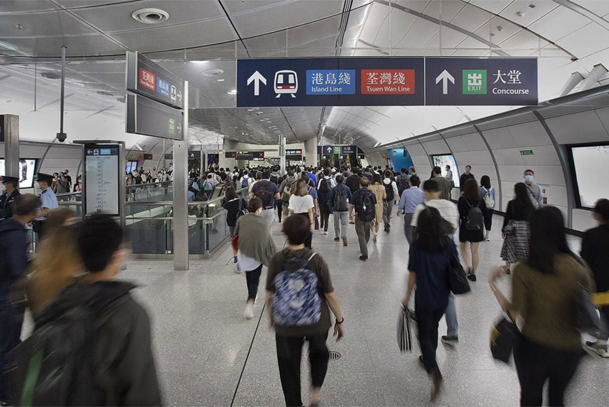 Passengers moving towards the concourse