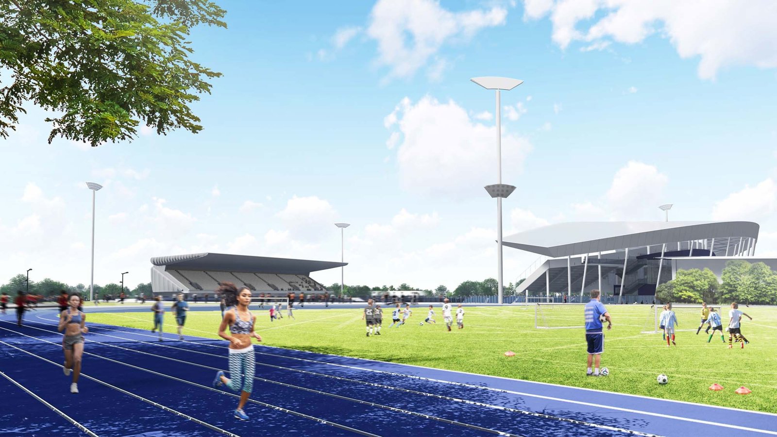 Impression of the stadium being used by athletes