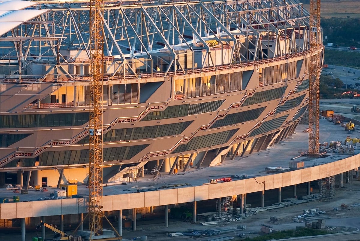 The structural frame of the bowl at Allianz Arena