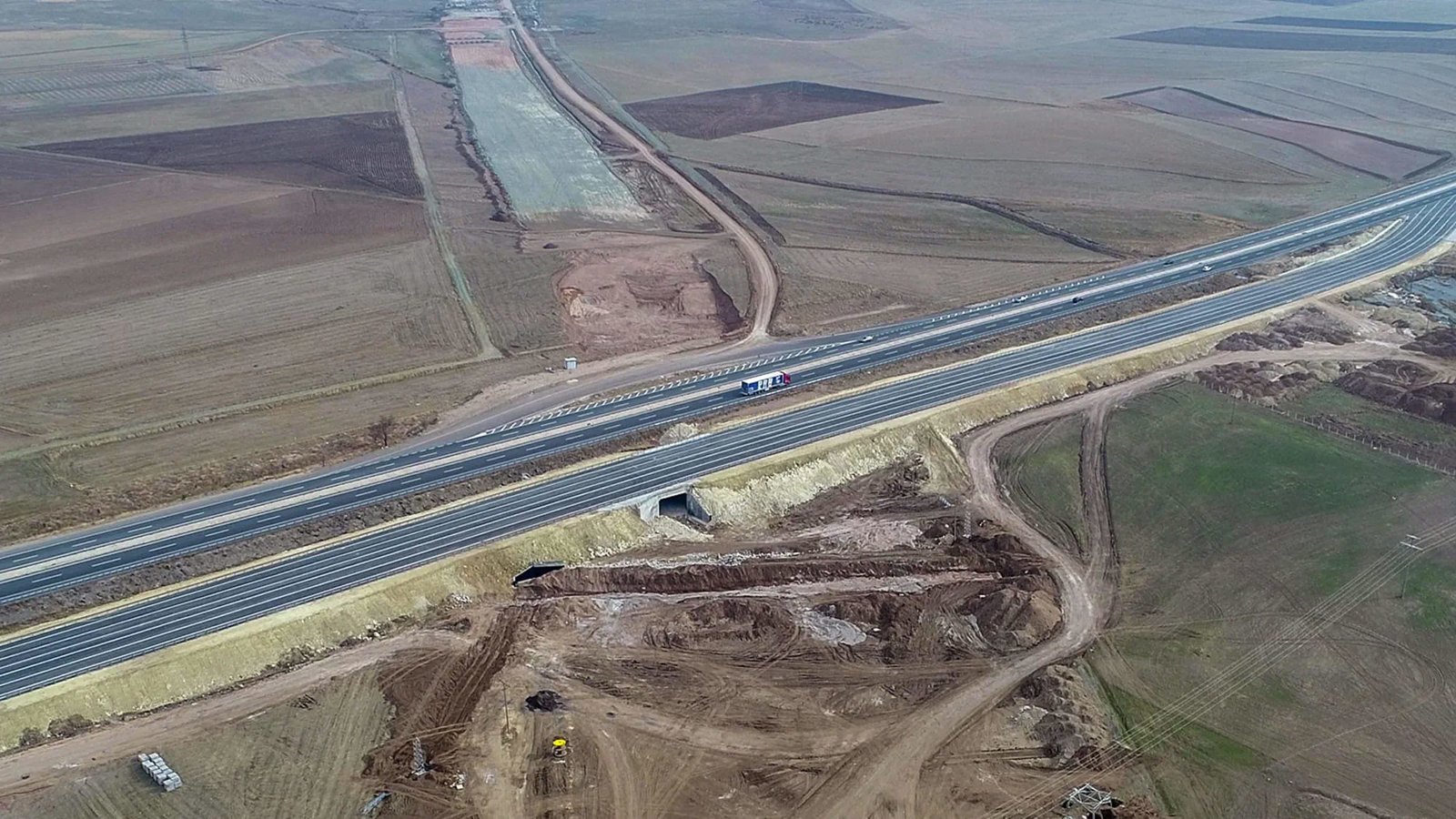 Aerial view of the Ankara to Nigde motorway