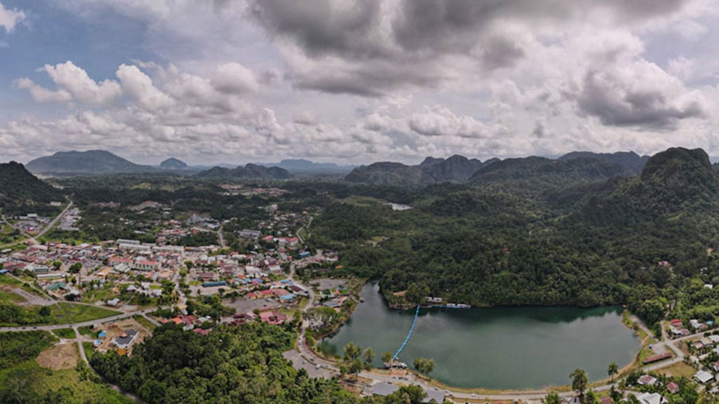 Aerial view of Bau town