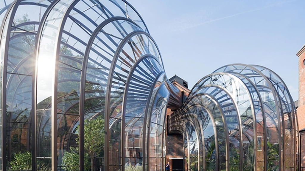 The two glasshouses at Bombay Sapphire Gin Distillery