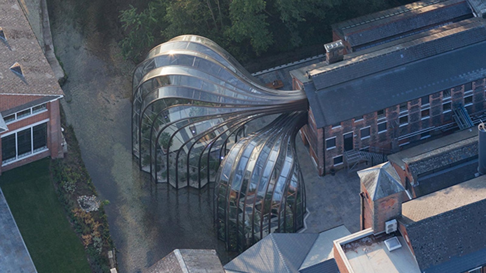 The distillery and visitor centre viewed from above