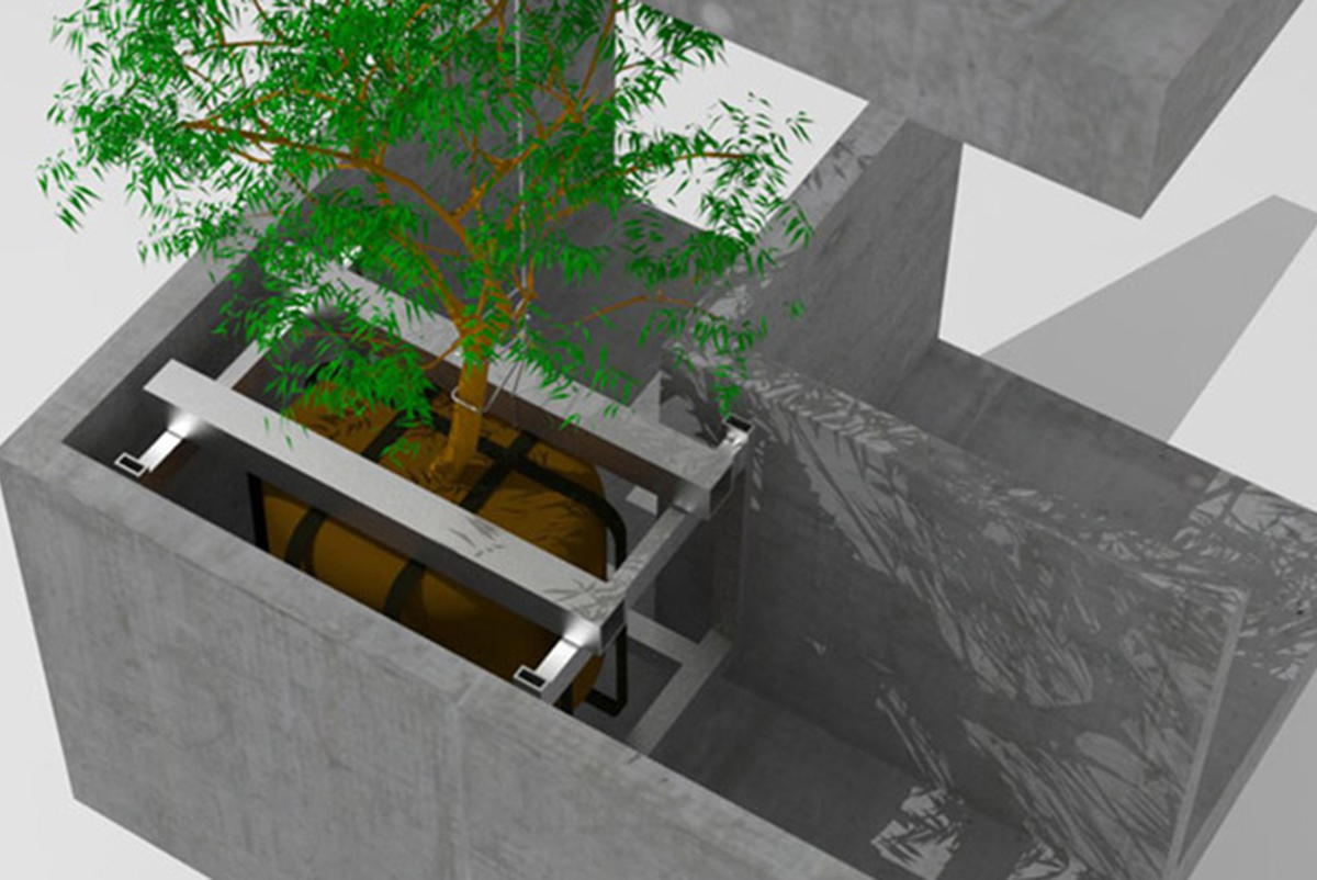 CGI of the structural design of the trees and balconies