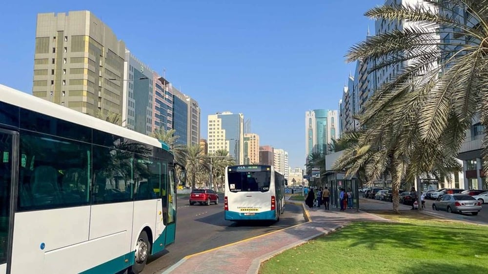 Buses on a road in Abu Dhabi