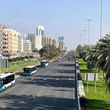 Buses on a road in Abu Dhabi