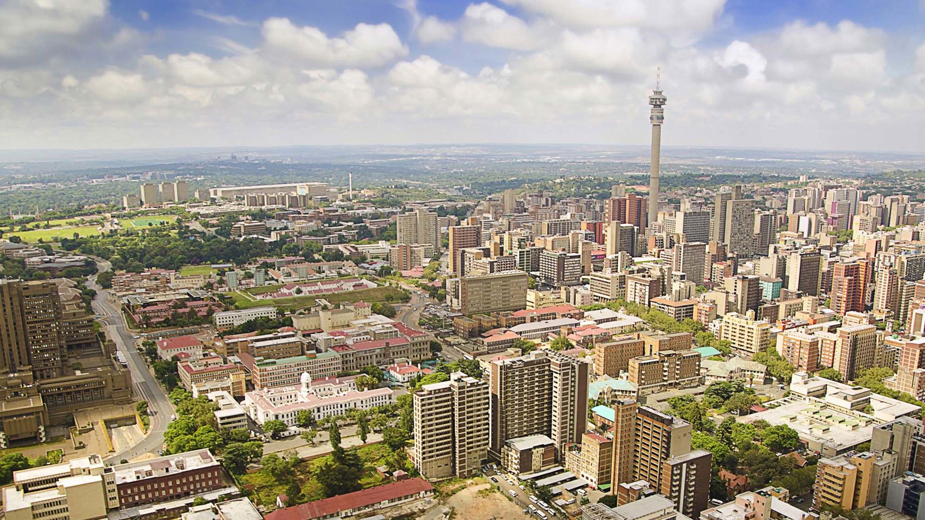 An aerial view across Johannesburg