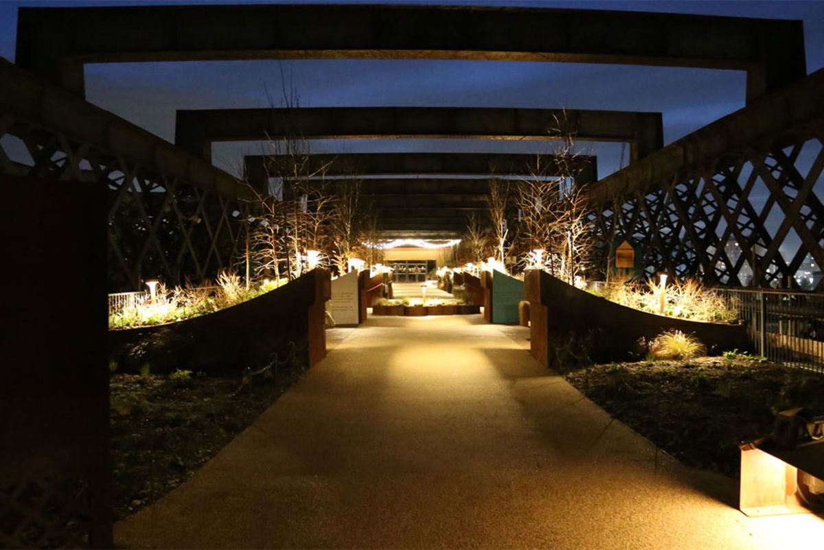 Lighting installations atop Castlefield Viaduct