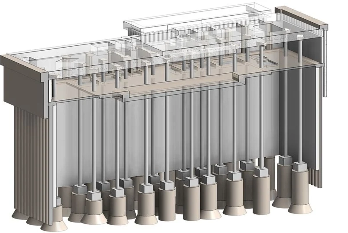 CGI of five-storey high reinforced concrete columns for Claridges basement extension