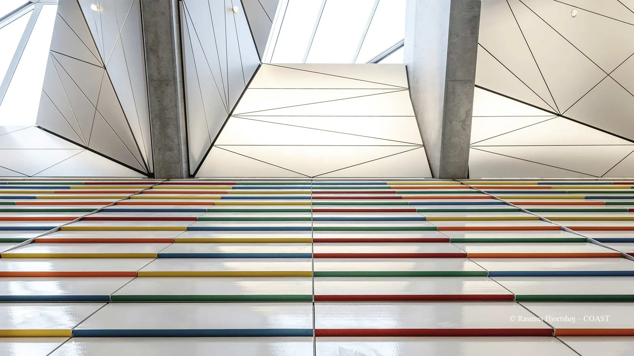 Sculptural glass skylights inside Cityringen metro