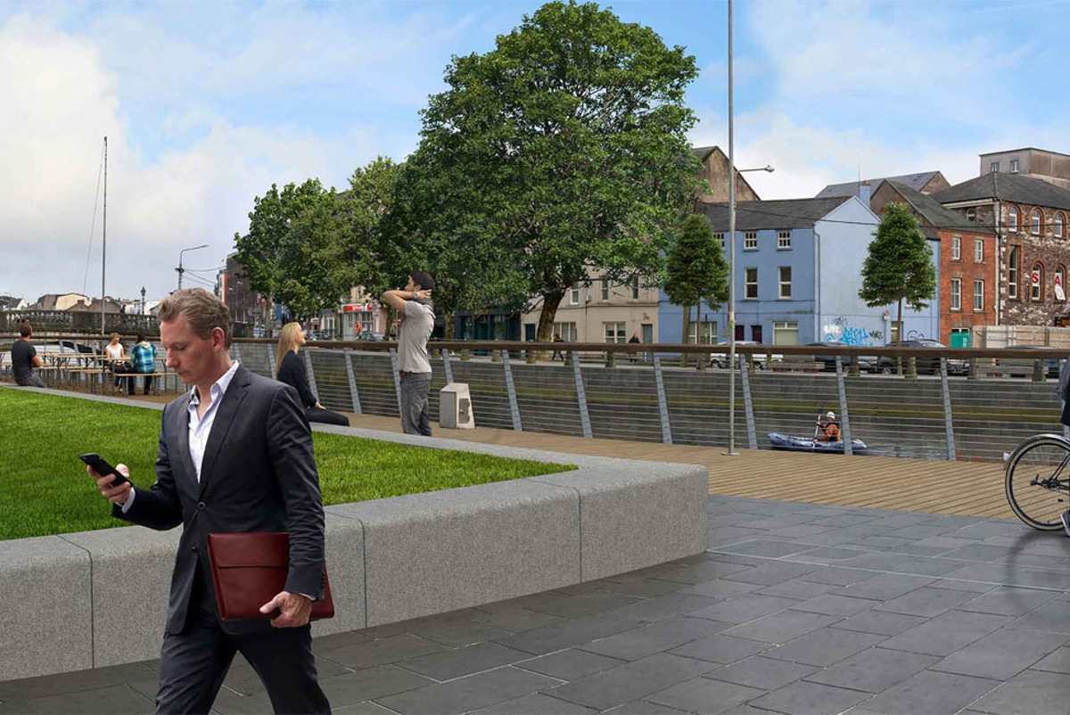 CGI of Cork’s Lower Lee Flood Relief Scheme. Credit: Office of Public Works (OPW)