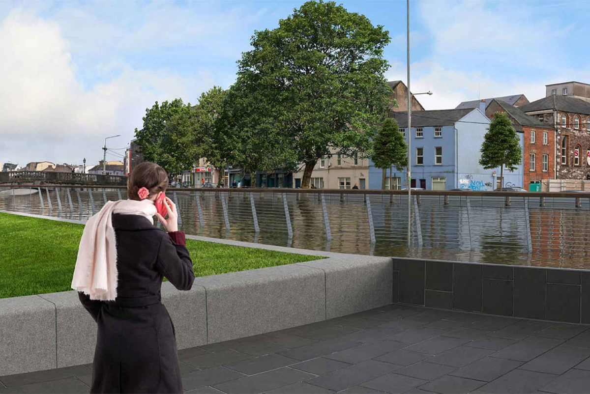 CGI of Cork’s Lower Lee Flood Relief Scheme. Credit: Office of Public Works (OPW)