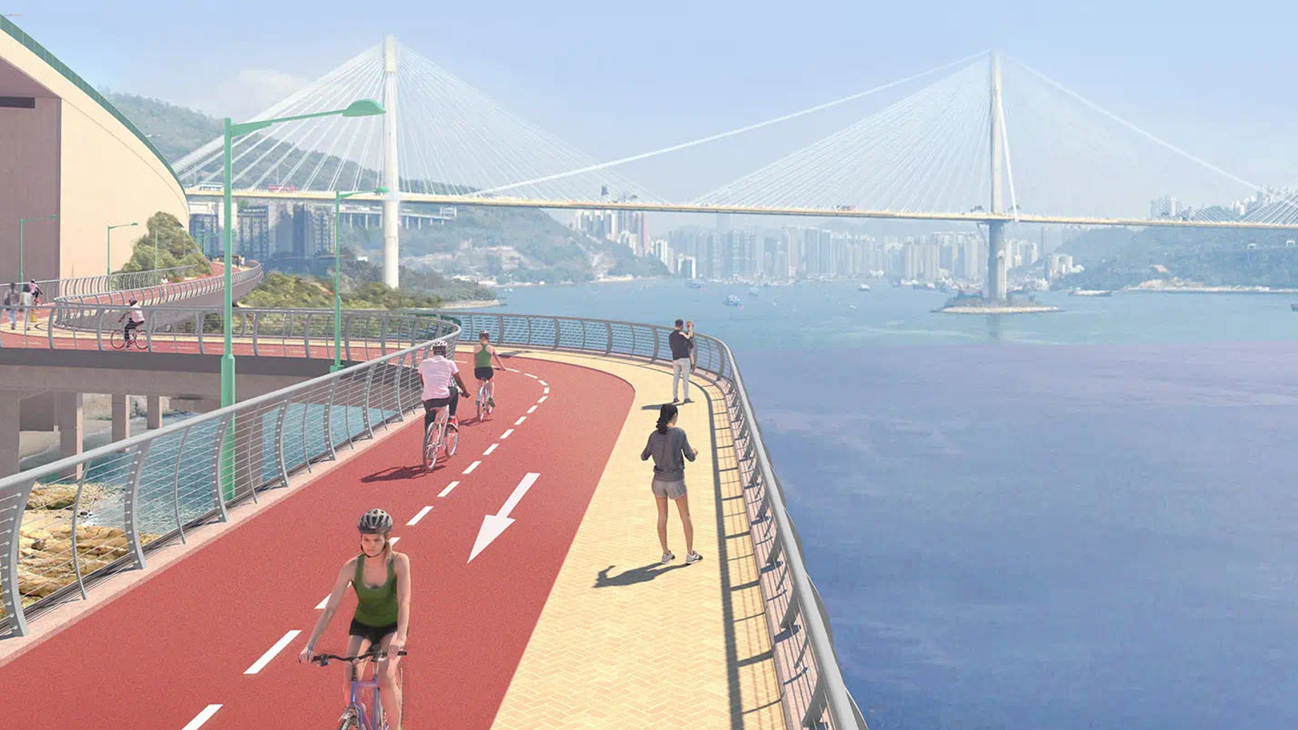 Cycle track between Tsuen Wan and Tuen Mun illustration